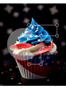 Σετ των 2 Intra Συλλεκτικό Ξύλινο Παζλ Plywood  4mm - Πατριωτικό Cupcake με διακόσμηση αμερικανικής σημαίας Σε Ξύλινο Κουτί - Διαστάσεις: 10x10 cm – 25 κομμάτια