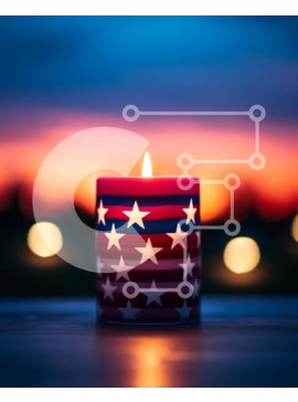 Intra Συλλεκτικό Ξύλινο Παζλ Plywood  4mm - Πατριωτικό κερί με σχέδιο αμερικανικής σημαίας Σε Ξύλινο Κουτί - Διαστάσεις: 10x10 cm – 25 κομμάτια