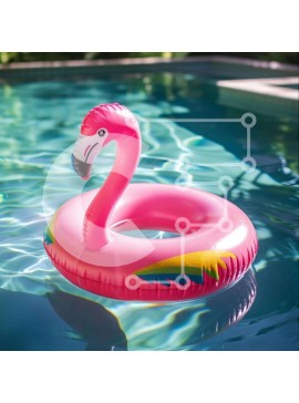 Intra Συλλεκτικό Ξύλινο Παζλ Plywood  4mm - Ροζ φλαμίνγκο που επιπλέει σε μια πισίνα Σε Ξύλινο Κουτί - Διαστάσεις: 10x10 cm – 25 κομμάτια