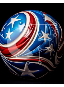 Intra Συλλεκτικό Ξύλινο Παζλ Plywood  4mm - Κόκκινη, λευκή και μπλε διακόσμηση μπάλας σε σχήμα αστεριού Σε Ξύλινο Κουτί - Διαστάσεις Puzzle: 10x10 cm – 25 κομμάτια