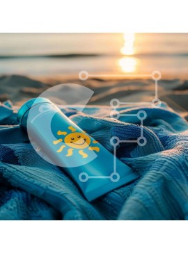 Intra Συλλεκτικό Ξύλινο Παζλ Plywood  4mm - Μπουκάλι αντηλιακού σε πορτοκαλί πετσέτα στην παραλία Σε Ξύλινο Κουτί - Διαστάσεις Puzzle: 10x10 cm – 25 κομμάτια