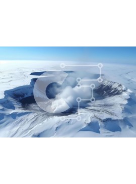 Intra Συλλεκτικό Ξύλινο Παζλ Plywood  4mm - Εναέρια άποψη του κρατήρα ενεργού ηφαιστείου Σε Ξύλινο Κουτί - Διαστάσεις: 10x10 cm – 25 κομμάτια