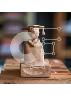 Intra Συλλεκτικό Ξύλινο Παζλ Plywood  4mm - Ξύλινο άγαλμα ηλικιωμένου άνδρα με ενδυμασία αποφοίτησης Σε Ξύλινο Κουτί - Διαστάσεις Puzzle: 10x10 cm – 25 κομμάτια