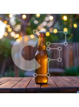 Σετ των 2 Intra Συλλεκτικό Ξύλινο Παζλ Plywood  4mm - Μπουκάλι μπύρας σε ξύλινο τραπέζι Σε Ξύλινο Κουτί - Διαστάσεις: 10x10 cm – 25 κομμάτια