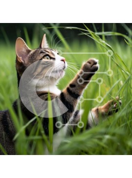 Intra Συλλεκτικό Ξύλινο Παζλ Plywood  4mm - Παιχνιδιάρικη γάτα στο ψηλό γρασίδι Σε Ξύλινο Κουτί - Διαστάσεις: 10x10 cm – 25 κομμάτια