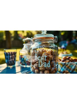 Σετ των 2 Intra Συλλεκτικό Ξύλινο Παζλ Plywood  4mm - Γυάλινο βάζο με ξηρούς καρπούς σε τραπέζι εξωτερικού χώρου Σε Ξύλινο Κουτί - Διαστάσεις: 10x10 cm – 25 κομμάτια