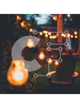 Intra Συλλεκτικό Ξύλινο Παζλ Plywood  4mm - Φώτα χορδών και Ξύλινες καρέκλες σε εξωτερικούς χώρους Σε Ξύλινο Κουτί - Διαστάσεις Puzzle: 10x10 cm – 25 κομμάτια