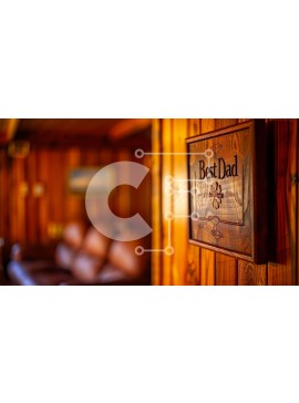 Intra Συλλεκτικό Ξύλινο Παζλ Plywood  4mm - Καλύτερος ξύλινος τοίχος Dad και καφέ δερμάτινος καναπές Σε Ξύλινο Κουτί - Διαστάσεις Puzzle: 10x10 cm – 25 κομμάτια