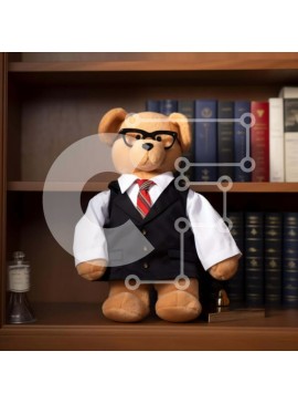 Intra Συλλεκτικό Ξύλινο Παζλ Plywood  4mm - Δικηγόρος Teddy Bear μπροστά από ράφια Σε Ξύλινο Κουτί - Διαστάσεις Puzzle: 10x10 cm – 25 κομμάτια