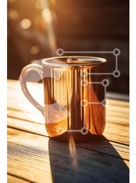 Σετ των 2 Intra Συλλεκτικό Ξύλινο Παζλ Plywood  4mm - Χάλκινο φλιτζάνι καφέ σε εξωτερικό ξύλινο τραπέζι Σε Ξύλινο Κουτί - Διαστάσεις: 10x10 cm – 25 κομμάτια