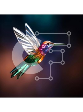 Intra Συλλεκτικό Ξύλινο Παζλ Plywood  4mm - Πολύχρωμο γυάλινο κολίβριο Σε Ξύλινο Κουτί - Διαστάσεις: 10x10 cm – 25 κομμάτια