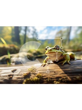 Intra Συλλεκτικό Ξύλινο Παζλ Plywood  4mm - Πράσινος βάτραχος σε ξύλινο κούτσουρο Σε Ξύλινο Κουτί - Διαστάσεις: 10x10 cm – 25 κομμάτια