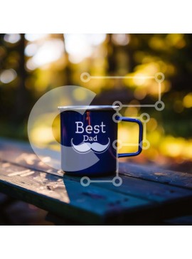 Intra Συλλεκτικό Ξύλινο Παζλ Plywood  4mm - Καλύτερη κούπα καφέ Dad Blue Σε Ξύλινο Κουτί - Διαστάσεις Puzzle: 10x10 cm – 25 κομμάτια