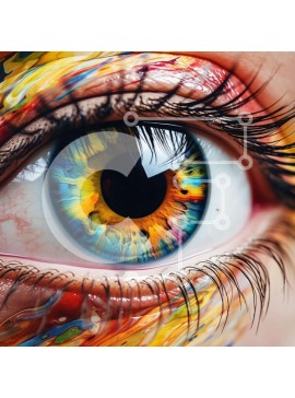 Σετ των 2 Intra Συλλεκτικό Ξύλινο Παζλ Plywood  4mm - Γυναικείο μάτι με πολύχρωμη μπογιά Σε Ξύλινο Κουτί - Διαστάσεις: 10x10 cm – 25 κομμάτια