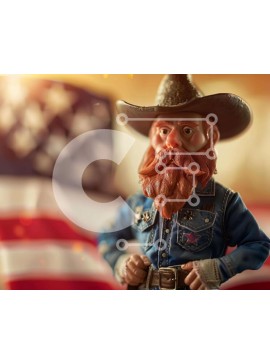 Intra Συλλεκτικό Ξύλινο Παζλ Plywood  4mm - Παιχνίδι καουμπόη με αμερικανική σημαία Σε Ξύλινο Κουτί - Διαστάσεις Puzzle: 10x10 cm – 25 κομμάτια