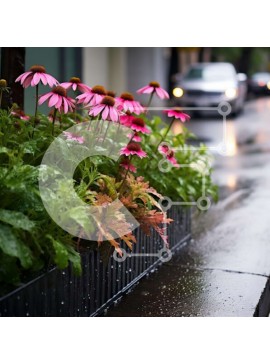 Intra Συλλεκτικό Ξύλινο Παζλ Plywood  4mm - Σκηνή δρόμου με ροζ λουλούδια Σε Ξύλινο Κουτί - Διαστάσεις: 10x10 cm – 25 κομμάτια