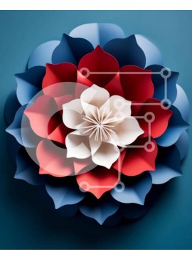 Intra Συλλεκτικό Ξύλινο Παζλ Plywood  4mm - Αμερικανική σημαία από χαρτί κόκκινο, λευκό και μπλε Σε Ξύλινο Κουτί - Διαστάσεις Puzzle: 10x10 cm – 25 κομμάτια