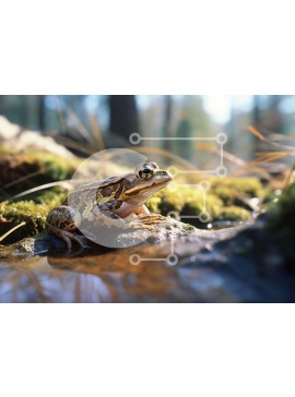 Intra Συλλεκτικό Ξύλινο Παζλ Plywood  4mm - Μικρός βάτραχος σε βράχους βράχους Σε Ξύλινο Κουτί - Διαστάσεις: 10x10 cm – 25 κομμάτια