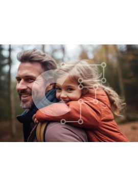 Intra Συλλεκτικό Ξύλινο Παζλ Plywood  4mm - Πατέρας και κόρη περπατούν στο δάσος Σε Ξύλινο Κουτί - Διαστάσεις Puzzle: 10x10 cm – 25 κομμάτια