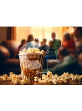 Intra Συλλεκτικό Ξύλινο Παζλ Plywood  4mm - Family Time: Popcorn και Movie Night at Home Σε Ξύλινο Κουτί - Διαστάσεις Puzzle: 10x10 cm – 25 κομμάτια