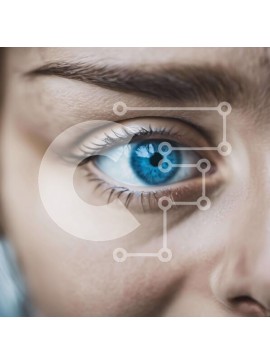 Σετ των 2 Intra Συλλεκτικό Ξύλινο Παζλ Plywood  4mm - Κοντινό πλάνο του ματιού μιας γυναίκας με φωτεινά μπλε μάτια Σε Ξύλινο Κουτί - Διαστάσεις: 10x10 cm – 25 κομμάτια