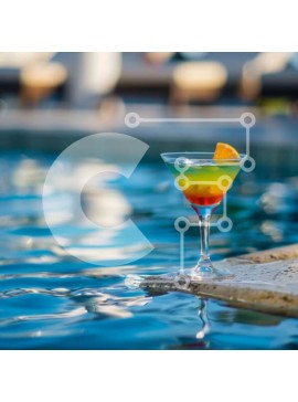 Σετ των 2 Intra Συλλεκτικό Ξύλινο Παζλ Plywood  4mm - Ποτήρι κοκτέιλ στην πισίνα με φέτα πορτοκαλιού Σε Ξύλινο Κουτί - Διαστάσεις: 10x10 cm – 25 κομμάτια