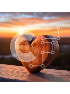 Intra Συλλεκτικό Ξύλινο Παζλ Plywood  4mm - Ξύλινο αντικείμενο σε σχήμα καρδιάς σε εξωτερικό πάγκο στο ηλιοβασίλεμα Σε Ξύλινο Κουτί - Διαστάσεις: 10x10 cm – 25 κομμάτια