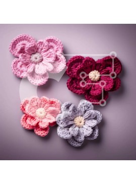 Intra Συλλεκτικό Ξύλινο Παζλ Plywood  4mm - Τέσσερα κροσέ λουλούδια σε μωβ φόντο Σε Ξύλινο Κουτί - Διαστάσεις Puzzle: 10x10 cm – 25 κομμάτια