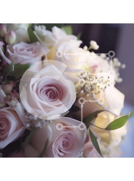 Σετ των 2 Intra Συλλεκτικό Ξύλινο Παζλ Plywood  4mm - Ροζ και λευκό τριαντάφυλλο μπουκέτο στο τραπέζι Σε Ξύλινο Κουτί - Διαστάσεις: 10x10 cm – 25 κομμάτια