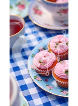 Intra Συλλεκτικό Ξύλινο Παζλ Plywood  4mm - Ροζ cupcakes και σκηνή καφέ Σε Ξύλινο Κουτί - Διαστάσεις: 10x10 cm – 25 κομμάτια