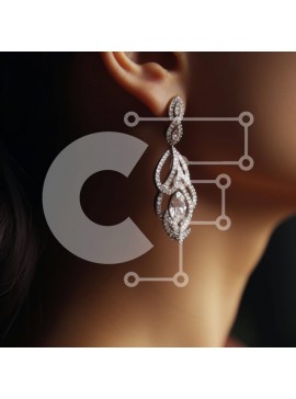 Σετ των 2 Intra Συλλεκτικό Ξύλινο Παζλ Plywood  4mm - Εξαιρετικά σκουλαρίκια με διαμάντια και πολύτιμους λίθους για ειδικές περιστάσεις Σε Ξύλινο Κουτί - Διαστάσεις: 10x10 cm – 25 κομμάτια