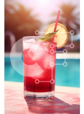 Σετ των 2 Intra Συλλεκτικό Ξύλινο Παζλ Plywood  4mm - Δροσιστικό κόκκινο ποτό δίπλα στην πισίνα Σε Ξύλινο Κουτί - Διαστάσεις: 10x10 cm – 25 κομμάτια