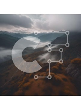 Intra Συλλεκτικό Ξύλινο Παζλ Plywood  4mm - Εναέρια άποψη του ομιχλώδους ορεινού τοπίου Σε Ξύλινο Κουτί - Διαστάσεις: 10x10 cm – 25 κομμάτια