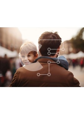 Intra Συλλεκτικό Ξύλινο Παζλ Plywood  4mm - Πατέρας και γιος που περπατούν στο δρόμο Σε Ξύλινο Κουτί - Διαστάσεις Puzzle: 10x10 cm – 25 κομμάτια