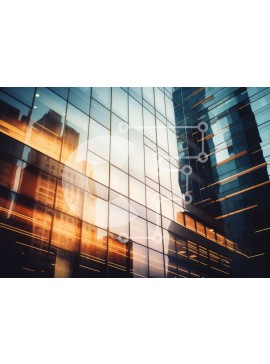 Intra Συλλεκτικό Ξύλινο Παζλ Plywood  4mm - Αστικό αστικό τοπίο με ψηλά κτίρια και γυάλινα παράθυρα Σε Ξύλινο Κουτί - Διαστάσεις Puzzle: 10x10 cm – 25 κομμάτια