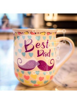 Intra Συλλεκτικό Ξύλινο Παζλ Plywood  4mm - Κούπα καφέ με μουστάκι και καρδιές Σε Ξύλινο Κουτί - Διαστάσεις Puzzle: 10x10 cm – 25 κομμάτια