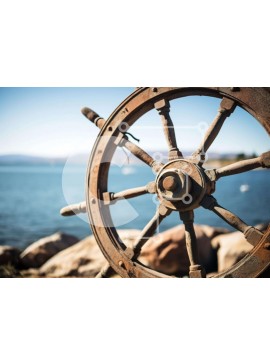 Intra Συλλεκτικό Ξύλινο Παζλ Plywood  4mm - Παλιά ρόδα πλοίου κοντά στο νερό Σε Ξύλινο Κουτί - Διαστάσεις Puzzle: 10x10 cm – 25 κομμάτια