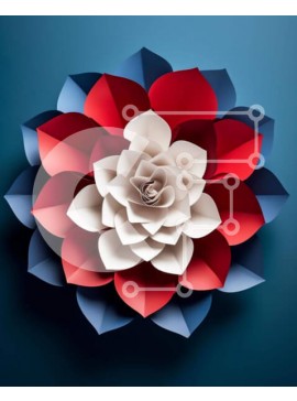 Intra Συλλεκτικό Ξύλινο Παζλ Plywood  4mm - Πατριωτικό λουλούδι από χαρτί Σε Ξύλινο Κουτί - Διαστάσεις Puzzle: 10x10 cm – 25 κομμάτια