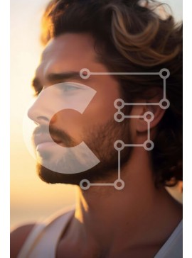 Intra Συλλεκτικό Ξύλινο Παζλ Plywood  4mm - Άνθρωπος με μακριά σγουρά μαλλιά που στοχάζεται Σε Ξύλινο Κουτί - Διαστάσεις Puzzle: 10x10 cm – 25 κομμάτια