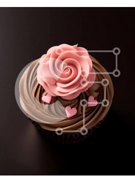 Σετ των 2 Intra Συλλεκτικό Ξύλινο Παζλ Plywood  4mm - Cupcake με ροζ τριαντάφυλλα και καρδιές Σε Ξύλινο Κουτί - Διαστάσεις: 10x10 cm – 25 κομμάτια