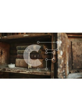 Intra Συλλεκτικό Ξύλινο Παζλ Plywood  4mm - Vintage ξύλινη βιβλιοθήκη με κλειδί αντίκες και βιβλία Σε Ξύλινο Κουτί - Διαστάσεις Puzzle: 10x10 cm – 25 κομμάτια