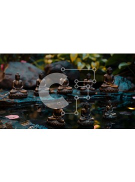 Intra Συλλεκτικό Ξύλινο Παζλ Plywood  4mm - Αγάλματα του Βούδα στη λίμνη Σε Ξύλινο Κουτί - Διαστάσεις Puzzle: 10x10 cm – 25 κομμάτια