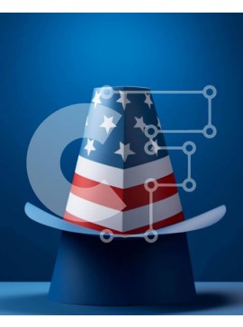 Intra Συλλεκτικό Ξύλινο Παζλ Plywood  4mm - Μπλε και άσπρο καπέλο αμερικανικής σημαίας Σε Ξύλινο Κουτί - Διαστάσεις Puzzle: 10x10 cm – 25 κομμάτια