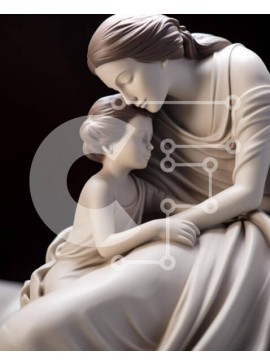 Intra Συλλεκτικό Ξύλινο Παζλ Plywood  4mm - Άγαλμα μητέρας και παιδιού που αγκαλιάζει Σε Ξύλινο Κουτί - Διαστάσεις Puzzle: 10x10 cm – 25 κομμάτια