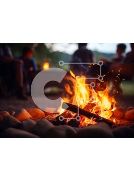 Intra Συλλεκτικό Ξύλινο Παζλ Plywood  4mm - Συγκέντρωση Camp Fire με φίλους και οικογένεια Σε Ξύλινο Κουτί - Διαστάσεις Puzzle: 10x10 cm – 25 κομμάτια