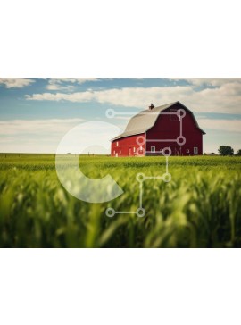 Intra Συλλεκτικό Ξύλινο Παζλ Plywood  4mm - Κόκκινη σιταποθήκη στο πράσινο πεδίο Σε Ξύλινο Κουτί - Διαστάσεις: 10x10 cm – 25 κομμάτια