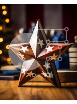 Intra Συλλεκτικό Ξύλινο Παζλ Plywood  4mm - Ξύλινο Διακόσμηση Τραπεζιού Star Σε Ξύλινο Κουτί - Διαστάσεις Puzzle: 10x10 cm – 25 κομμάτια