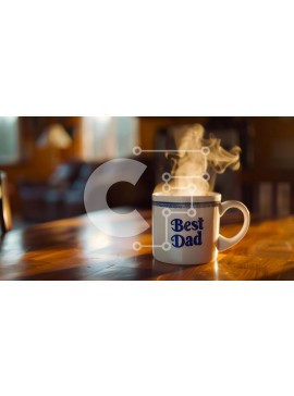 Intra Συλλεκτικό Ξύλινο Παζλ Plywood  4mm - Η καλύτερη κούπα καφέ Dad White σε ξύλινο τραπέζι Σε Ξύλινο Κουτί - Διαστάσεις Puzzle: 10x10 cm – 25 κομμάτια