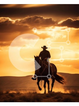 Intra Συλλεκτικό Ξύλινο Παζλ Plywood  4mm - Καουμπόη ιππασία με άλογο στην έρημο στο ηλιοβασίλεμα Σε Ξύλινο Κουτί - Διαστάσεις Puzzle: 10x10 cm – 25 κομμάτια