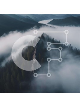 Intra Συλλεκτικό Ξύλινο Παζλ Plywood  4mm - Εναέρια άποψη της οροσειράς Misty με πρόσωπο που στέκεται στο δέντρο Σε Ξύλινο Κουτί - Διαστάσεις: 10x10 cm – 25 κομμάτια